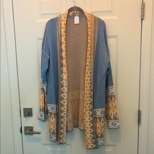 Blue, Orange & crème Cardigan